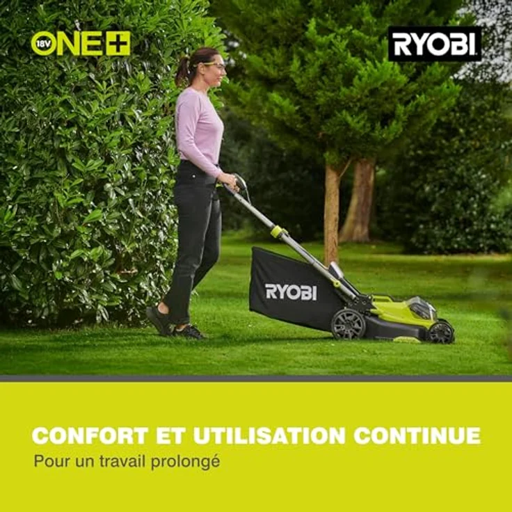 Ryobi Akku-Rasenmäher 'ONE+ RY18LMX40C-240' 18 V mit 2 Akkus, bis 500 m², 40 cm Schnittbreite, inklusive Mulchkit, zentrale 7-stufige Schnitthöhenverstellung, EasyEdge™ Rasenkamm, 50 Liter Fangkorb – Bild 5