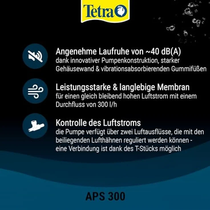 Tetra APS 300 Aquarium Luftpumpe - leise Membran-Pumpe für Aquarien von 120-300 L, weiß – Bild 4