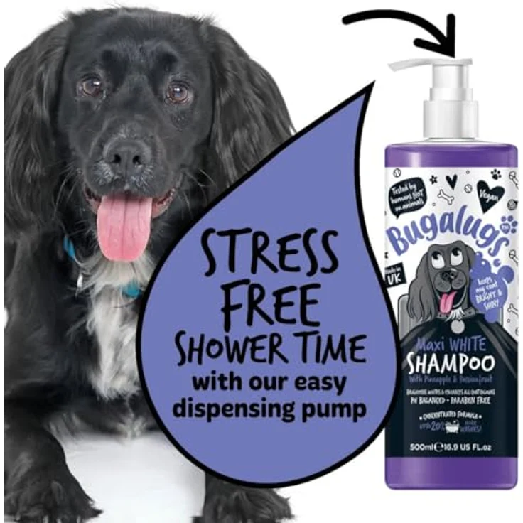 Bugalugs Hundeshampoo Maxi White, PH-neutrales Tiershampoo für strahlendes, weiches Fell, 500 ml, Ananas-Marakuja-Duft – Bild 8