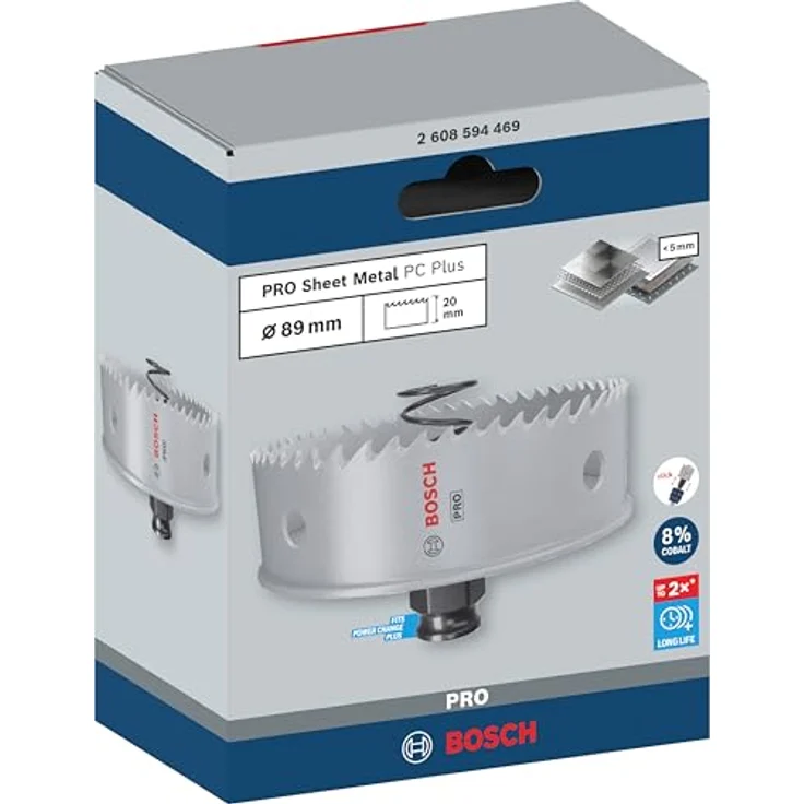 Bosch 1x PRO Sheet Metal Power Change Plus Lochsäge (für Edelstahlbleche, Stahlbleche, Ø 89 mm, Professional Zubehör Bohrmaschine/Schrauber) – Bild 2