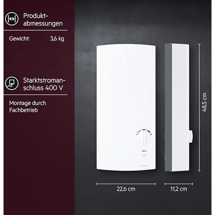 AEG DDLE Basis, EEK: A Durchlauferhitzer elektronisch geregelt, 18/21/24 kW, Über-/Untertischmontage (222390) – Bild 6