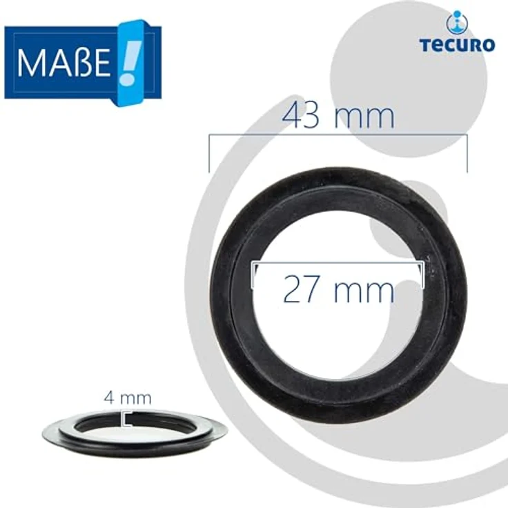 tecuro Universal Lippendichtung Ø 43 mm für Siebkörbchen, passend zu 1 1/2 Zoll und 3 1/2 Zoll Siebkorbventilen, schwarz, Made in Germany – Bild 4