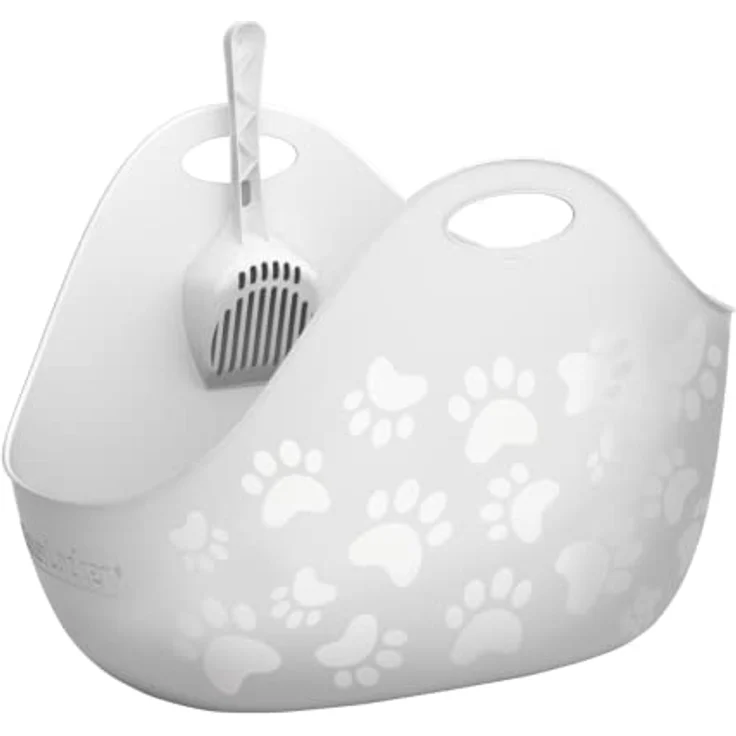 LitterLocker LitterBox White, Katzentoilette weiß, elegantes und praktisches Design, einfache Entleerung, inkl. Schaufel – Bild 1