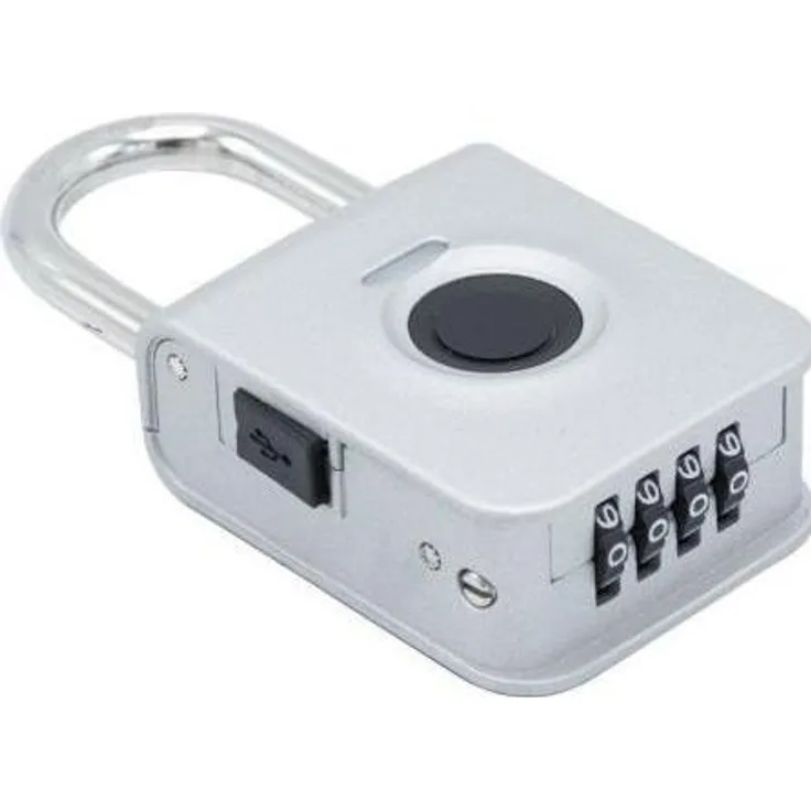 Exertis Connect Vorhängeschloss, Zahlenschloss mit Fingerabdrucksensor, 4-stellig, robuste Stahlkonstruktion, lange Batterielebensdauer