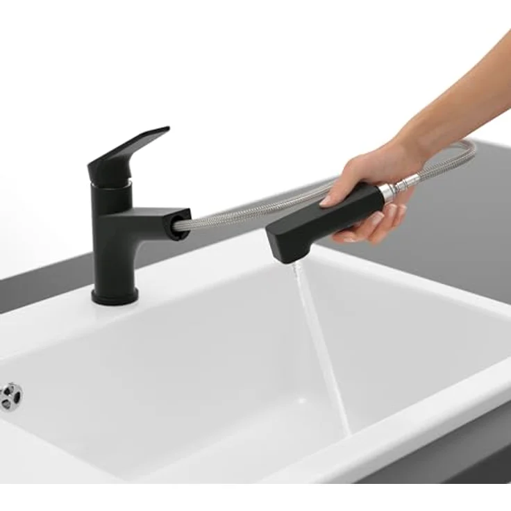 Villeroy & Boch Junis Shower, Küchenarmatur aus gebürstetem Edelstahl mit herausziehbarer Handbrause und Comfortstrahl-Funktion – Bild 4