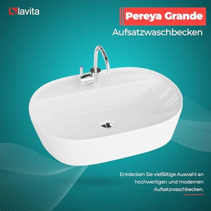 OTTO Waschbecken Aufsatzwaschbecken PEREYA GRANDE, rechteckig, mit Überlauf mit 1 Hahnloch glänzend, weiß – Bild 2