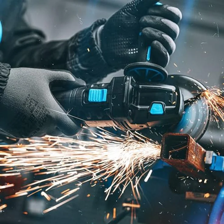 HÖGERT TECHNIK Akku-Winkelschleifer SET 18V, 125mm, Bürstenloser Motor mit 8000 RPM, inkl. 4,0 Ah Akku und Schnellladegerät, Überhitzungs- und Kurzschlussschutz, Ideal für Werkstätten – Bild 3
