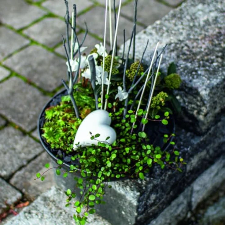 matches21 wetterfeste Pflanzschale für draussen - große Dekoschale in schwarz marmoriert als Blumenschale - Garten Schale in 20 cm für Blumen, Bonsai oder Friedhof Grabschale – Bild 5