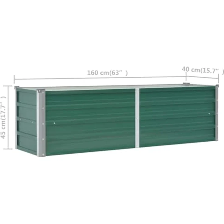 vidaXL Garten-Hochbeet Verzinkter Stahl 160x40x45 cm Grün – Bild 4