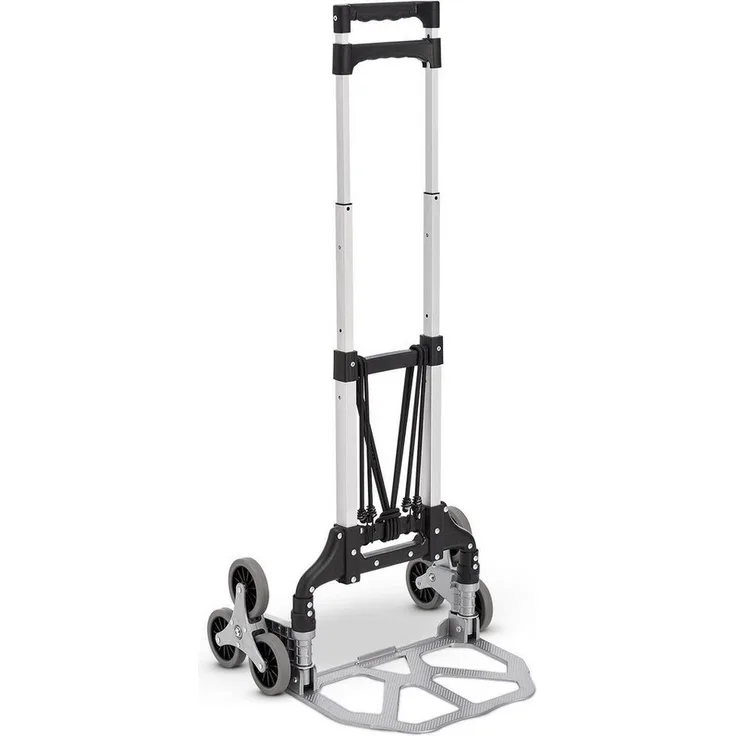 Juskys Treppensackkarre, Alu, bis 80 kg belastbar, klappbar, für Treppen, mit Seilen, Grau/Schwarz