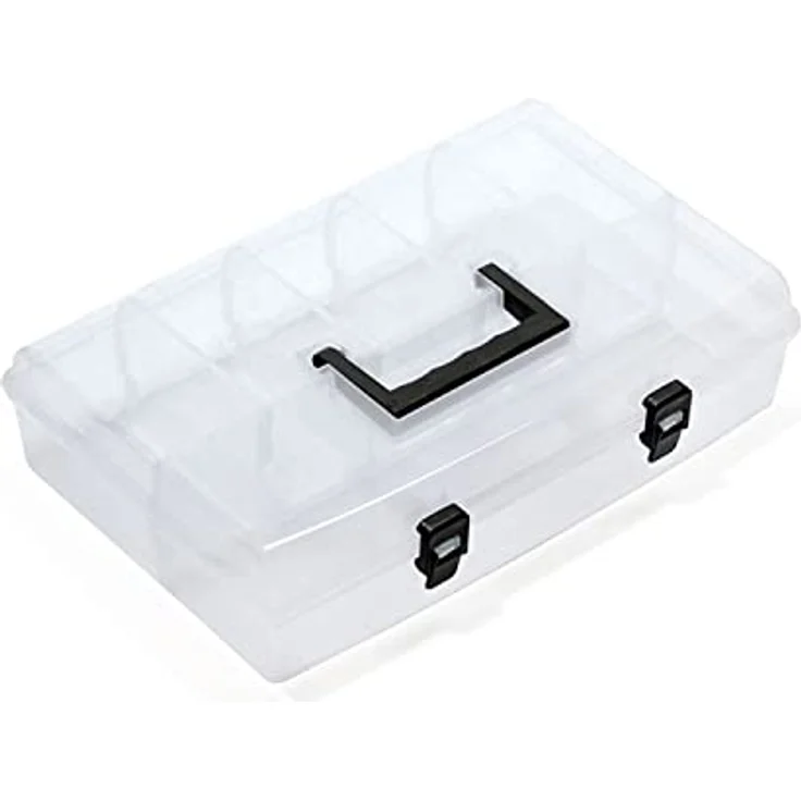 Sortimentsbox Kleinteilemagazin Sortierkasten Ergonomischer Griff Klemmverschlüsse Transparent 359 x 238 x 85mm – Bild 1