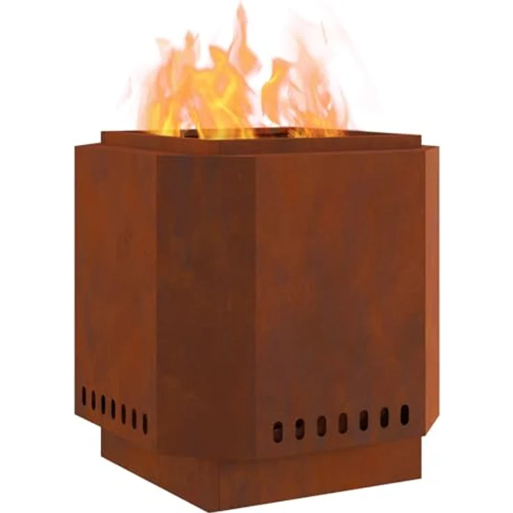 vidaXL Rauchfreier Feuerkorb, 48 x 48 x 51 cm, wetterfest aus Stahl, moderner Garten- und Terrassenheizer, braun, für gesellige Abende – Bild 1