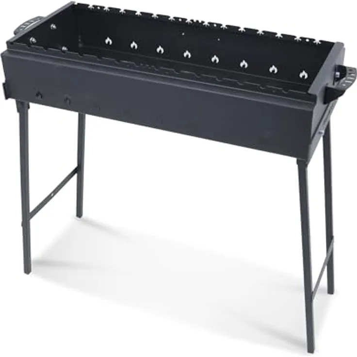 Davr Metall Mangal Grillmeister, klappbar, 80 cm, aus 2 mm Stahl, schwarz, inkl. Grillzange