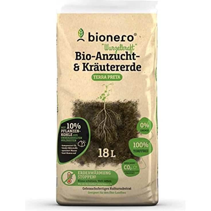 bionero® Bio-Anzucht & Kräutererde “Wurzelkraft” 18 l, klimafreundliche Aussaaterde, Pflanzerde für Gartenpflanzen – Bild 4