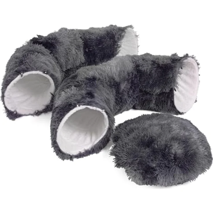 CanadianCat Company | Premium Katzentunnel Otis Dunkelgrau XXL 2-in-1 Donut Tunnel für große Katzen mit flauschigem Liegekissen – Bild 5