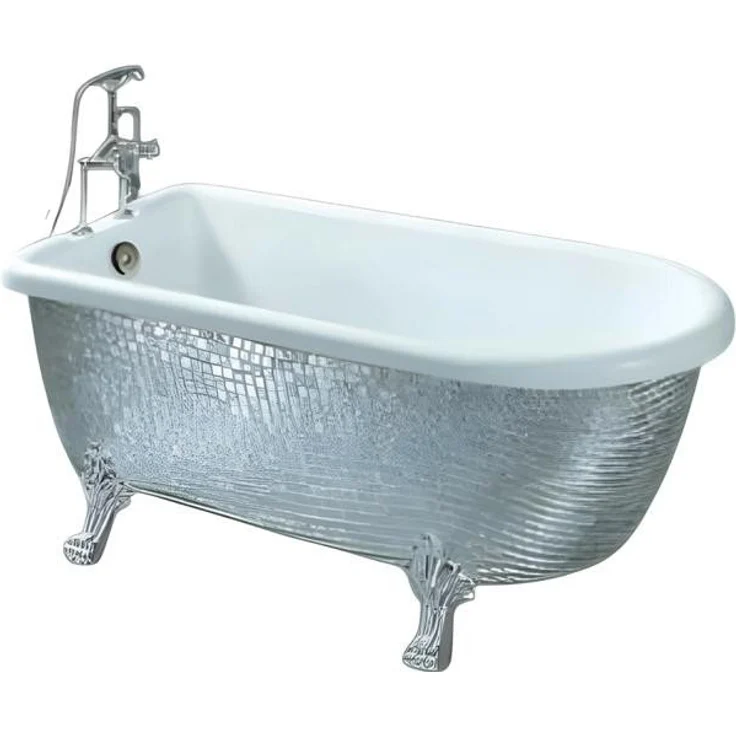 JVmoebel Badewanne Elegante Acrylwanne, freistehend in Silber, ergonomische Form, 150 x 76 x 64 cm, Made in Europe
