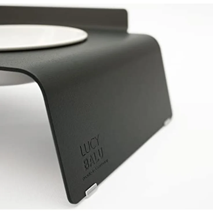 LucyBalu® Erhöhte 3er-Futterstation Katze | Ergonomischer Katzennapf erhöht | Erhöhter Futternapf für Katzen | Ergonomischer Fressnapf & Wassernapf für Katzen | Katzen 3er Napfset erhöht | Anthrazit – Bild 3