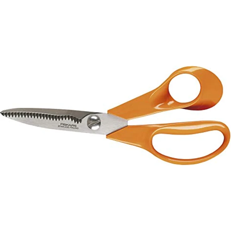 Fiskars Universalschere mit gezahnter Klinge, Länge 18 cm, Rostfreie Stahl-Klinge-Kunststoff-Griffe, Orange, Classic, S92, 1000555 mittelgroß – Bild 2