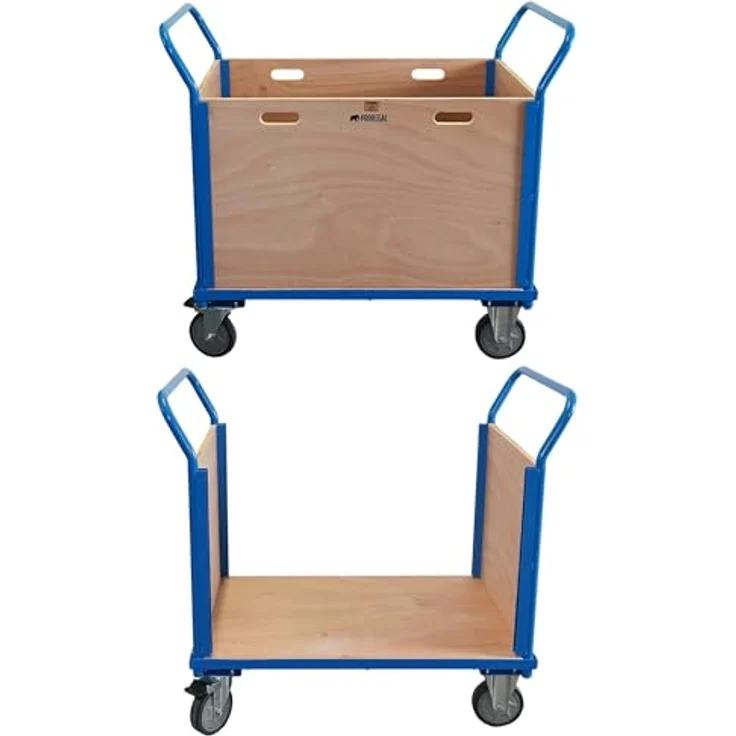 PROREGAL® Transportwagen Plattformwagen mit abnehmbaren Holzwänden, 102x113x60cm, Traglast 400kg, robuster Stahlrahmen, lichtblau – Bild 6