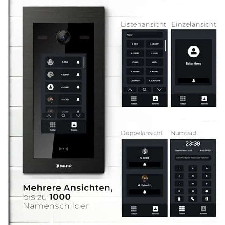 Balter EVO-HD Video Türsprechanlage mit 7 Zoll Touchscreen, Full HD Kamera, 175° Weitwinkel, Smartphone App & RFID Zugangssystem für Einfamilienhaus – Bild 5