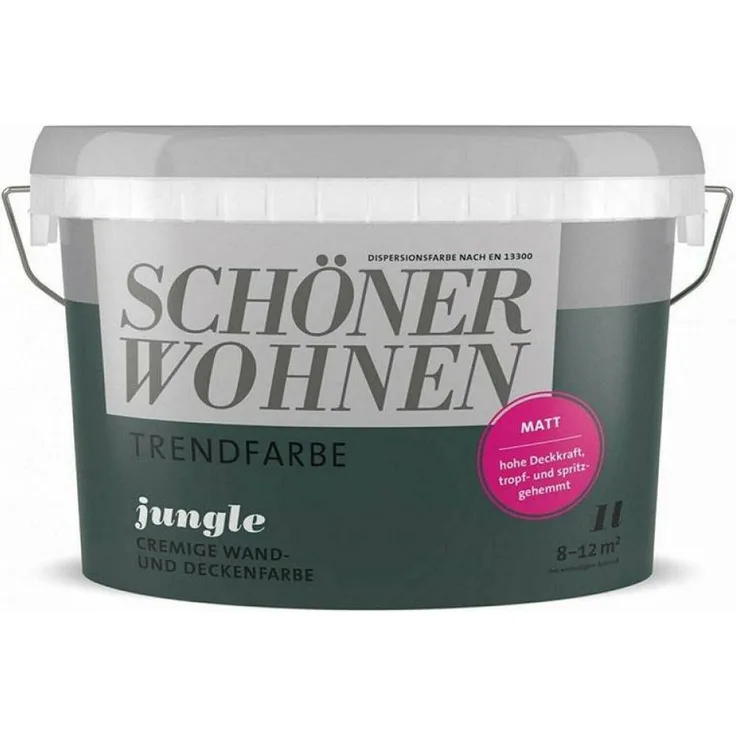 SCHÖNER WOHNEN FARBE Wandfarbe SW Trend, 1,0L matt in Jungle 6514, lösemittel- und weichmacherfrei, hochdeckend, scheuerbeständig, ideal für Allergiker