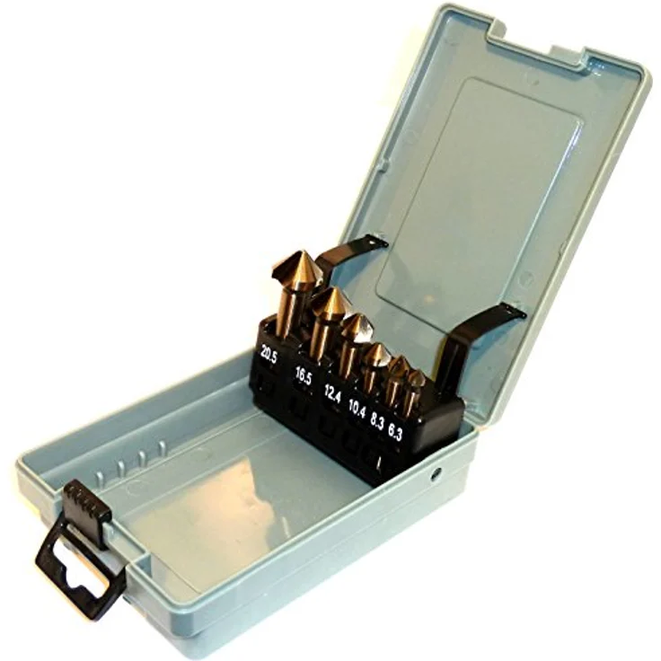 PeTools, 6tlg. Edelstahl Kegelsenker Set (6,3-20,5mm) HSS-E Co5 Senkbohrer, Entgrater, VA – Bild 1
