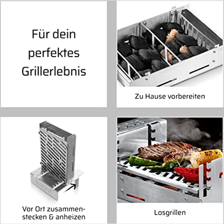 STACK - Grill und Feuerstelle in einem | Kleiner, handlicher und mobiler Grill mit innovativem Stecksystem | Flexibel als Grill und Feuerstelle einsetzbar, Designed in Deutschland – Bild 5