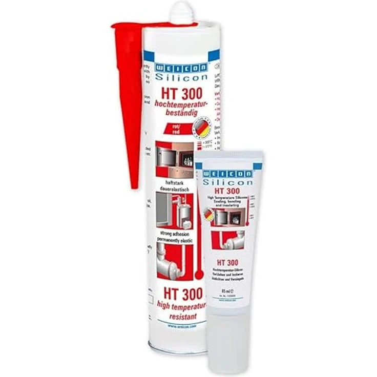 WEICON Silicon HT 300 85 ml | Hochtemperaturkleber für Dichtschnur & Dichtband, Ofenkleber, Kaminkleber, karminrot – Bild 2