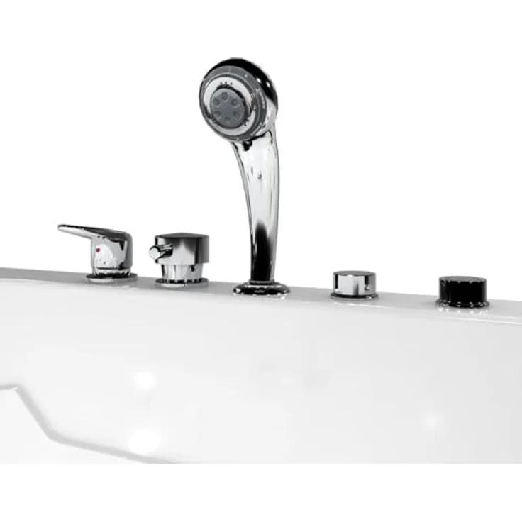 AcquaVapore Whirlpool-Badewanne Seniorenwanne mit Tür S17-WP-L-ALL 150x75cm, (1-tlg) - Hochwertiger Sanitär-Acryl, 5 Massage-Düsen, Tür mit Sicherheitsverschluss. – Bild 7