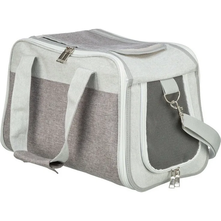 TRIXIE Libby Hunde-Tasche, grau, Transporttasche mit abdeckbarem Netz-Einsatz und integrierter Kurzleine, max. 7 kg, 25 x 27 x 42 cm