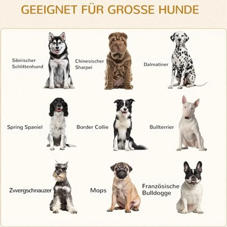 PawHut Hundekäfig, Haustierkäfig, Hundehaus, Hundehütte mit Kissen, Hundebox Indoor, Tierkäfig mit 2 Türen für kleine Hunde bis mittelgroße Hunde, Eiche, 94 x 60 x 71,5 cm – Bild 3