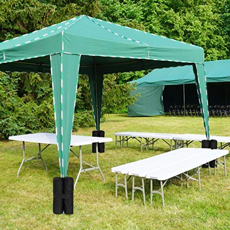 Relaxdays Pavillon Gewichte 4er Set, Beschwerer für Pavillons & Zelte, befüllbar mit Sand, Steinen,10 kg je Fuß, schwarz – Bild 2