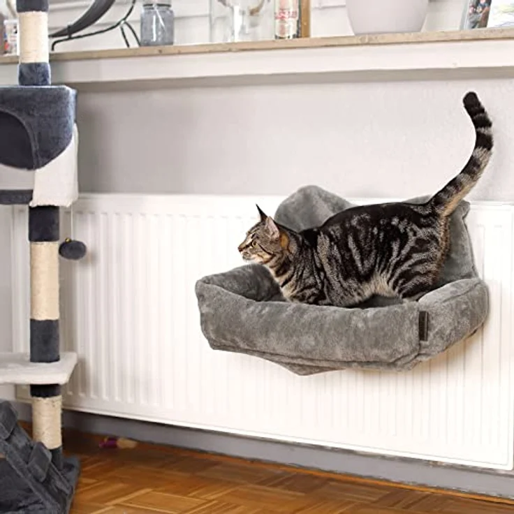 lionto Katzenbett für Heizungen Katzenheizungsliege Katzenhängematte für Heizungen, dunkelgrau – Bild 2