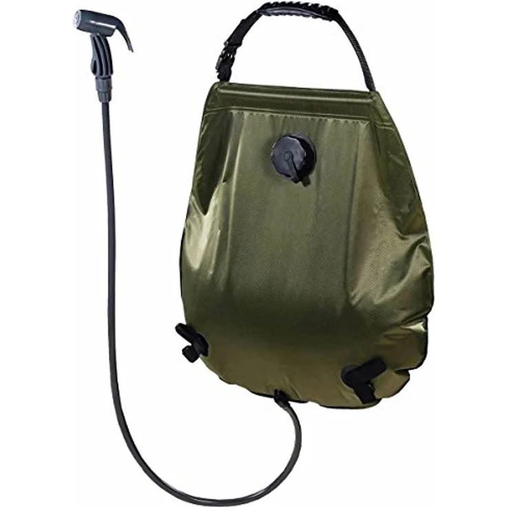 MFH Solardusche Solar Dusche "Deluxe" 20 l oliv mit Transportbeutel bis zu 50° Thermometer Campingdusche – Bild 2
