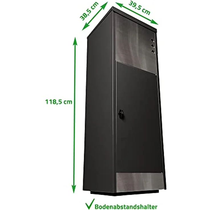 Ondis24 Korona Paketbox XL Postbox für Pakete, Päckchen, Warensendungen und Briefe mit Paketsafe, galvanisiert, mit Gasdruckfedern (118 cm, Grau) (Edelstahlfront) – Bild 3