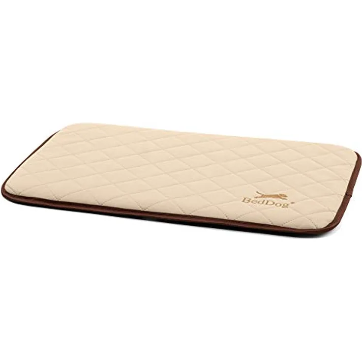 BedDog® Gesteppte Hundematte NELLY - Komfortables Hundekissen aus Kunstleder, Hundebett, M (60x40cm), beige