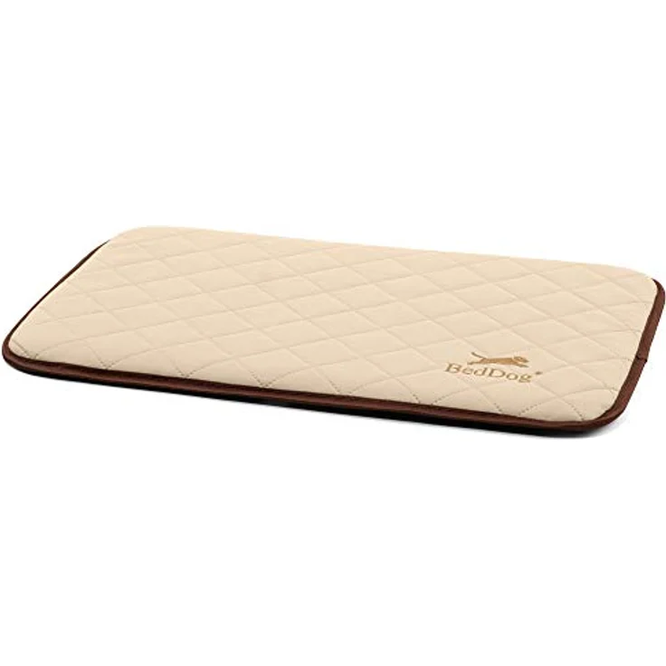 BedDog® Gesteppte Hundematte NELLY - Komfortables Hundekissen aus Kunstleder, Hundebett, M (60x40cm), beige – Bild 1