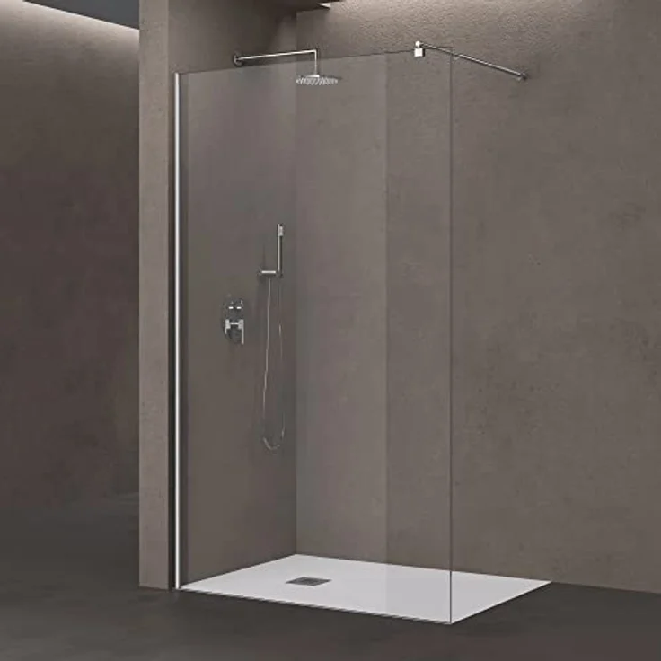 doporro Luxus Duschwand Duschabtrennung Bremen2K 70x200 Walk-In Dusche mit Stabilisator aus Echtglas 10mm ESG-Sicherheitsglas Klarglas inkl. Nanobeschichtung – Bild 1