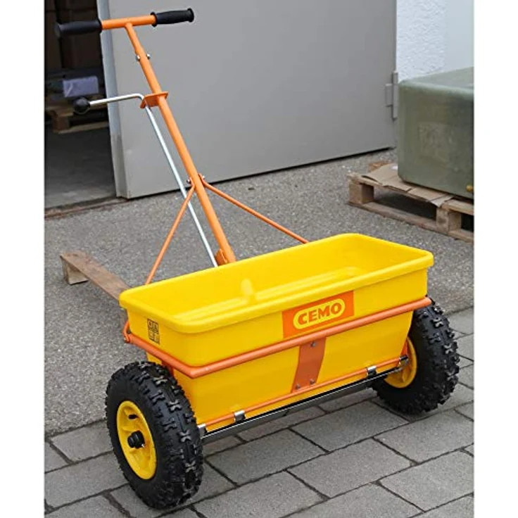 Cemo Streuwagen "KS 35-E", 35 l mit Lufträdern, klappbarem Stützfuß und längenverstellbarer Schubstange – Bild 1