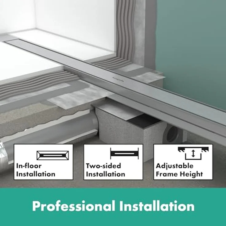 hansgrohe RainDrain Match Plus Duschrinne, Abflussrinne 800mm mit höhenverstellbarem Rahmen, mattschwarz – Bild 3