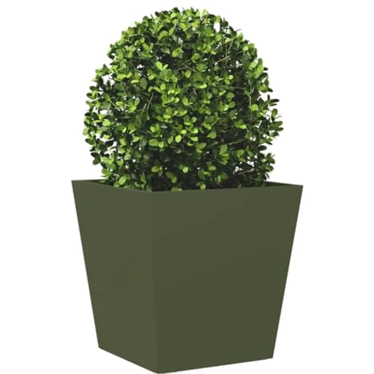 vidaXL Pflanzkübel Olivgrün 40x40x40 Stahl, Stabiler Blumenkübel für den Garten mit viel Platz und Unkraut- und Schädlingsschutz – Bild 3