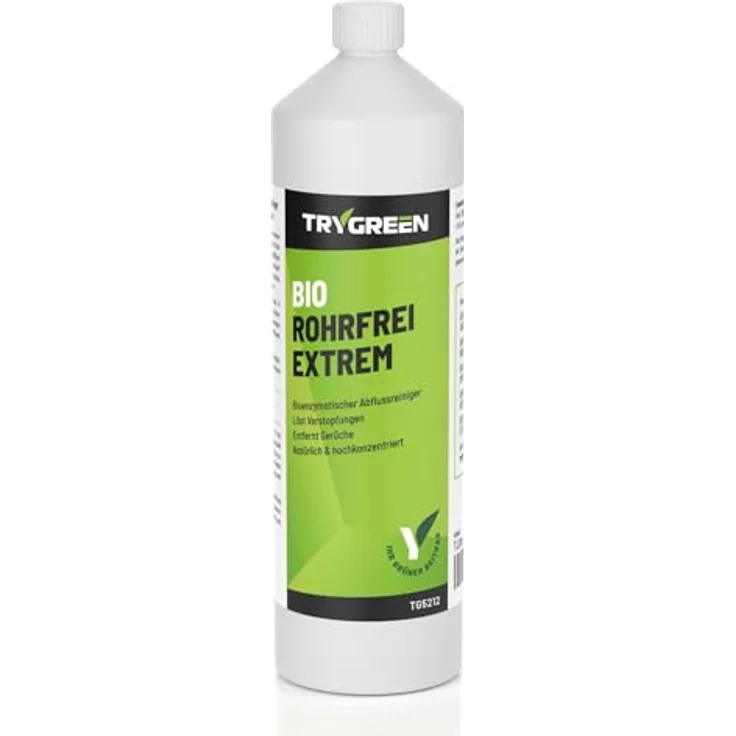 TRYGREEN Bio Rohrfrei Extrem - Abflussreiniger mit Enzymen - 99% biologisch abbaubar - Öko Rohrreiniger - Gegen Verstopfungen & Gerüche - 1 Liter – Bild 1
