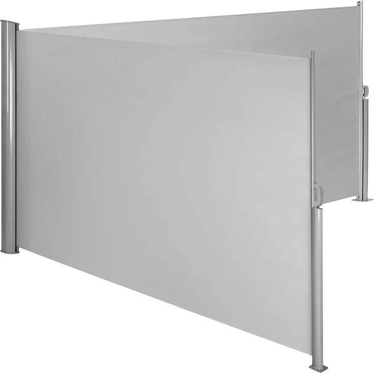 tectake Seitenarmmarkise Doppel-Seitenmarkise aus Aluminium, UV-Schutz, bis 6m Länge, grau