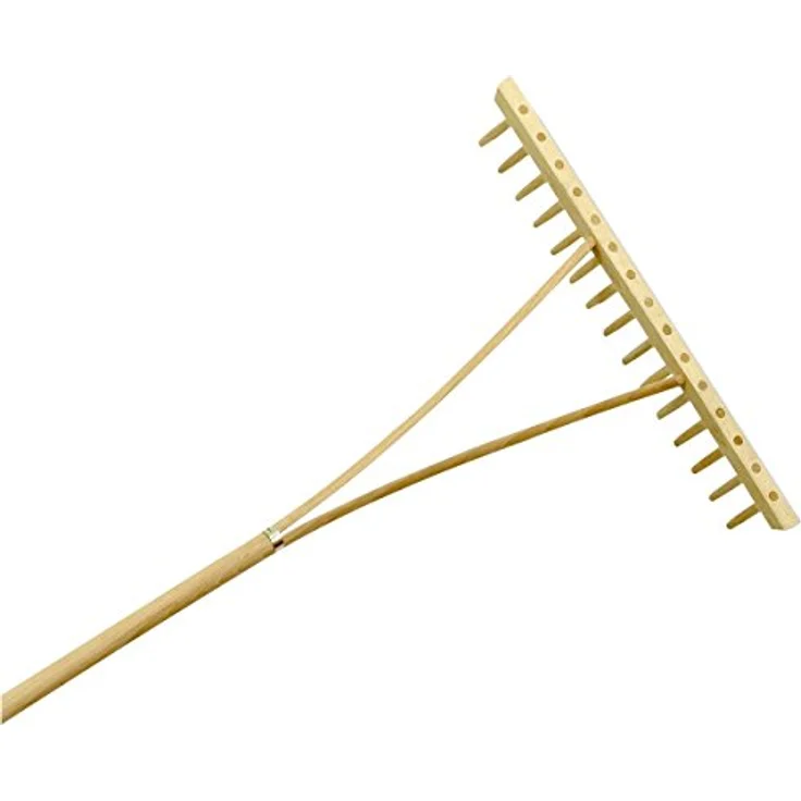 Xclou Holzrechen - Harke aus Holz mit Stiel - Rechen einreihig 15 Zinken - Laubrechen für Garten und Beet - Gartenwerkzeug - Heurechen für Gartenarbeit – Bild 2