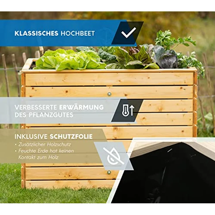 Westmann Holz Hochbeet, Kräuterbeet L, natur, 130 x 70 x 90 cm (L x B x H) – Bild 2