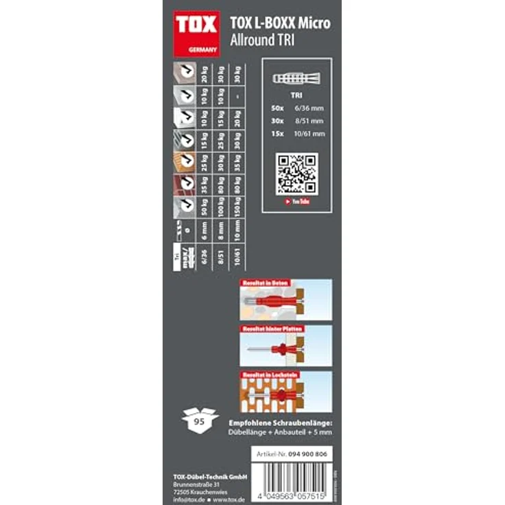 TOX L-BOXX Micro Allround Sortierbox mit Allzweckdübel TRI, 95-tlg, transparent – Bild 4