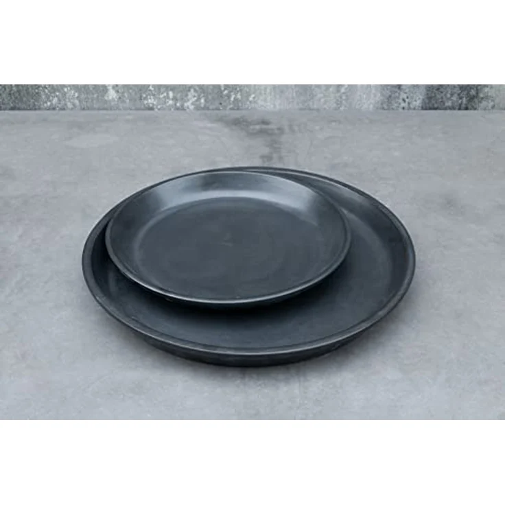 Teramico Vogeltränke/Teller für Pflanzgefäße, frostfester Untersetzer aus glasiertem Steinzeug, 32 cm, Anthrazit, handgefertigt, perfekte Drainage – Bild 2