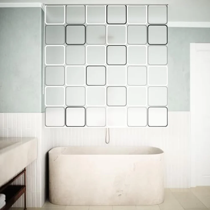 Aquabad® Vaskaflex Badewannenrollo / Duschrollo, 240x100 cm, Quadrate-Design, wasserabweisend – Bild 4
