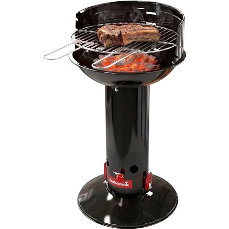 Barbecook Holzkohlegrill Säulengrill Stand-Grill rund 75 cm, schwarz, 41,1x41,1x75,5 cm – Bild 2