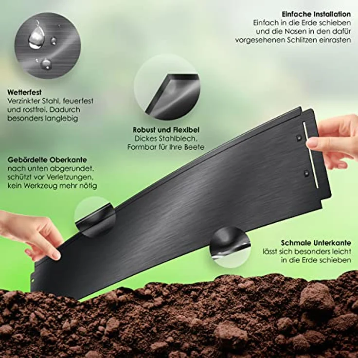 KESSER Rasenkante Beeteinfassung Beetumrandung Länge 5m - Höhe 14cm – Bild 4